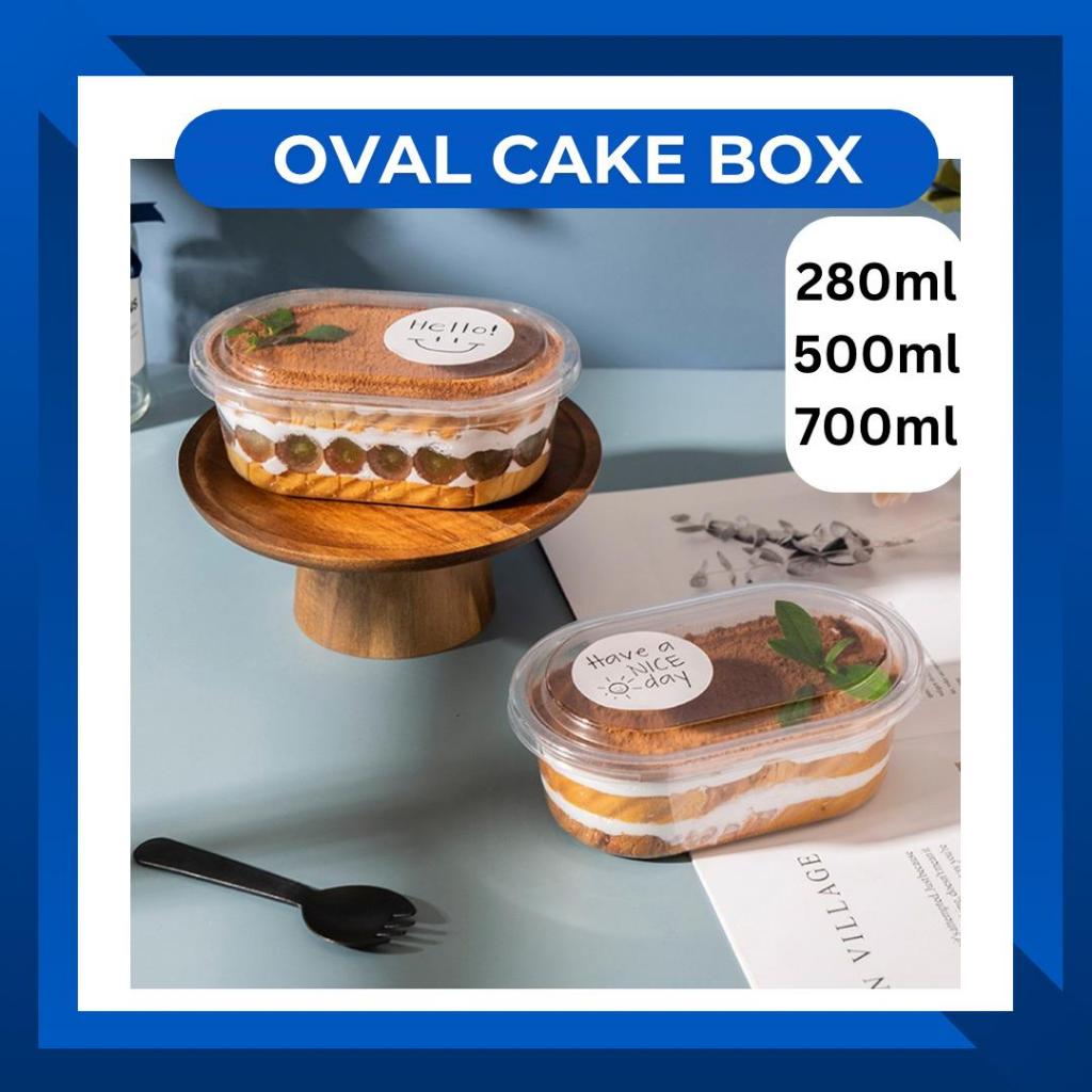 TEBAL OVAL Trasparent Cake Box Kotak Bekas Cheese Kek Bekas Kek Mousse Box Bekas Kuih Raya Bekas Kuih Dessert Box