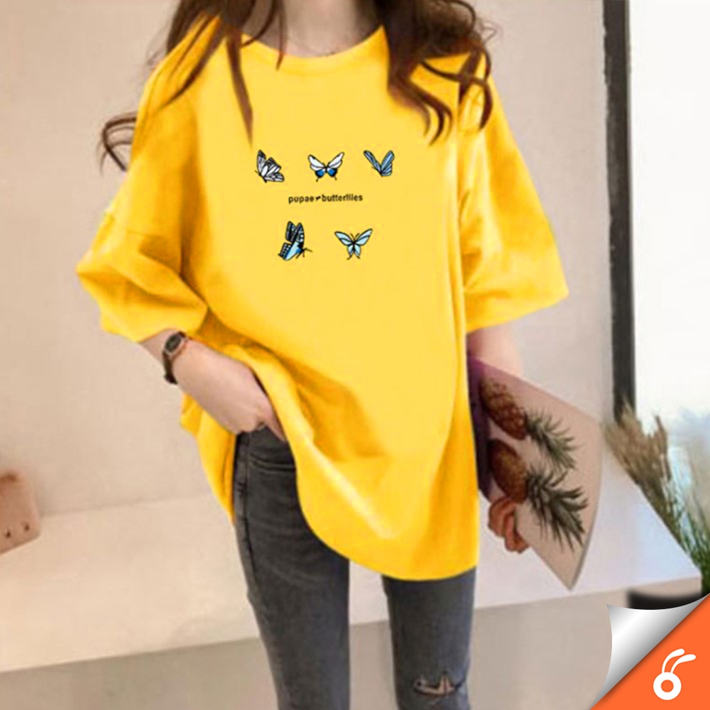 0193 BUTTERFLY 5XL Tops summer clothes and clothing dress figure butterfly printing loose short sleeve tshirt perempuan