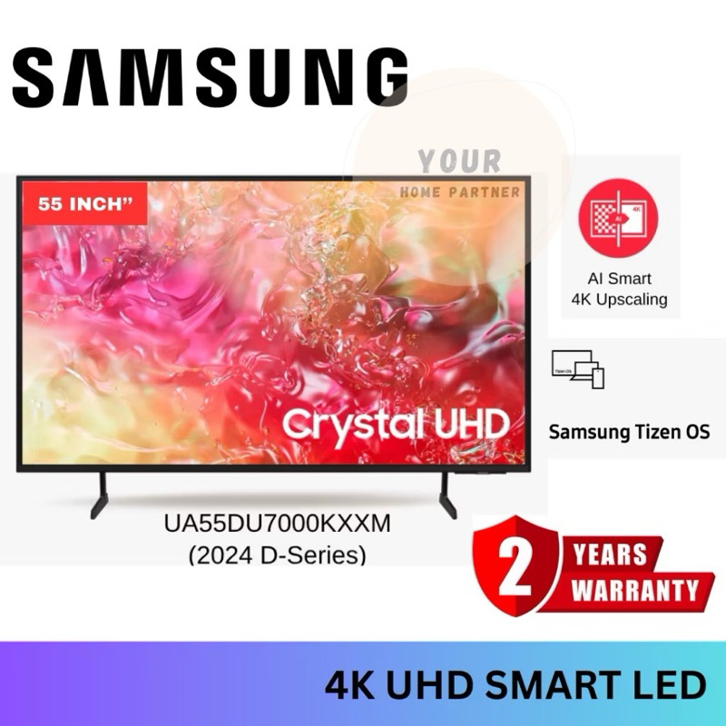 Samsung Crystal UHD 4K Smart LED 55 inch UA55DU7000KXXM DU7000 4K UHD Smart AI TV