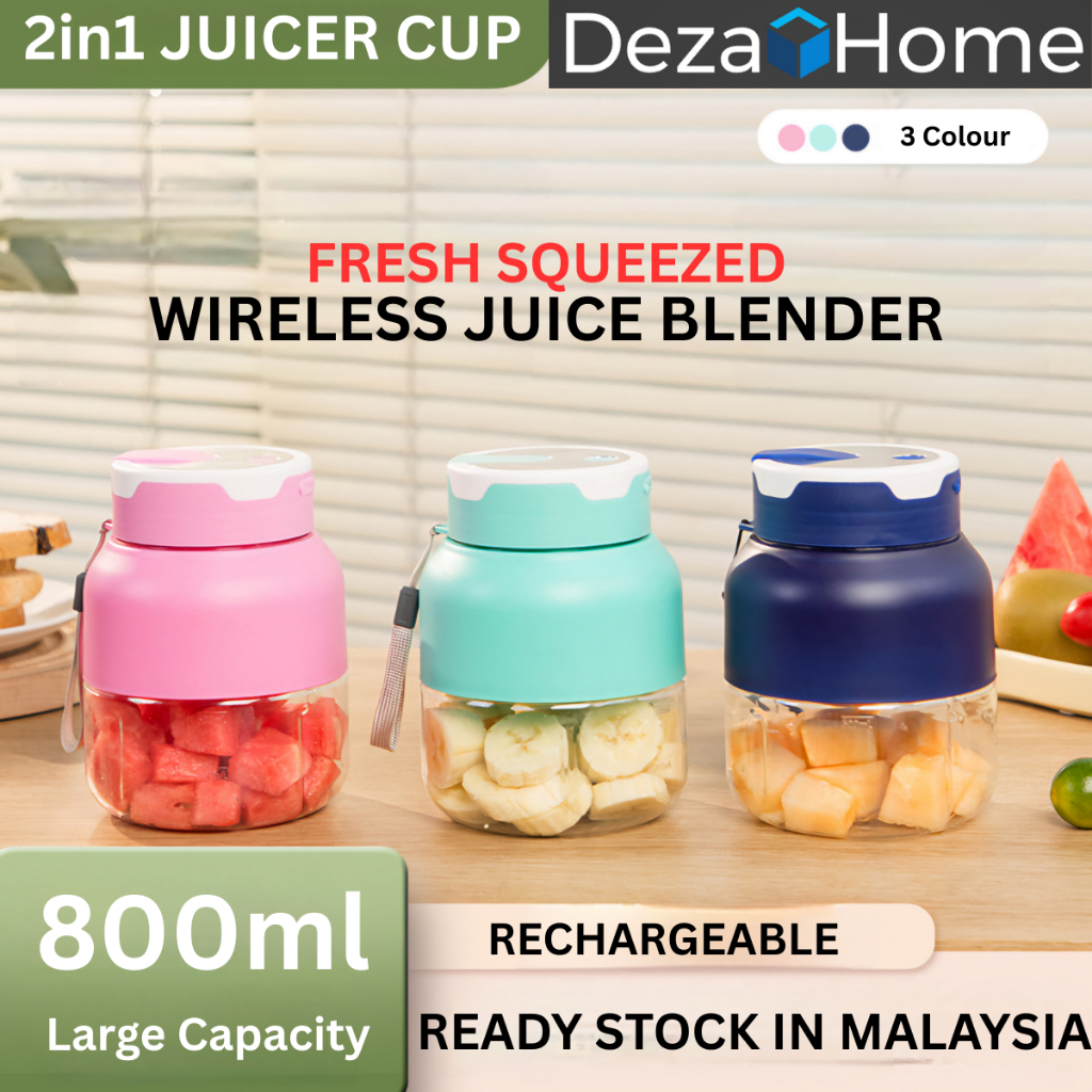 Electric Fruit Juice Blender 800ml Portable USB Rechargeable Juice Maker Smoothie Mesin Pengisar Mini 榨汁杯