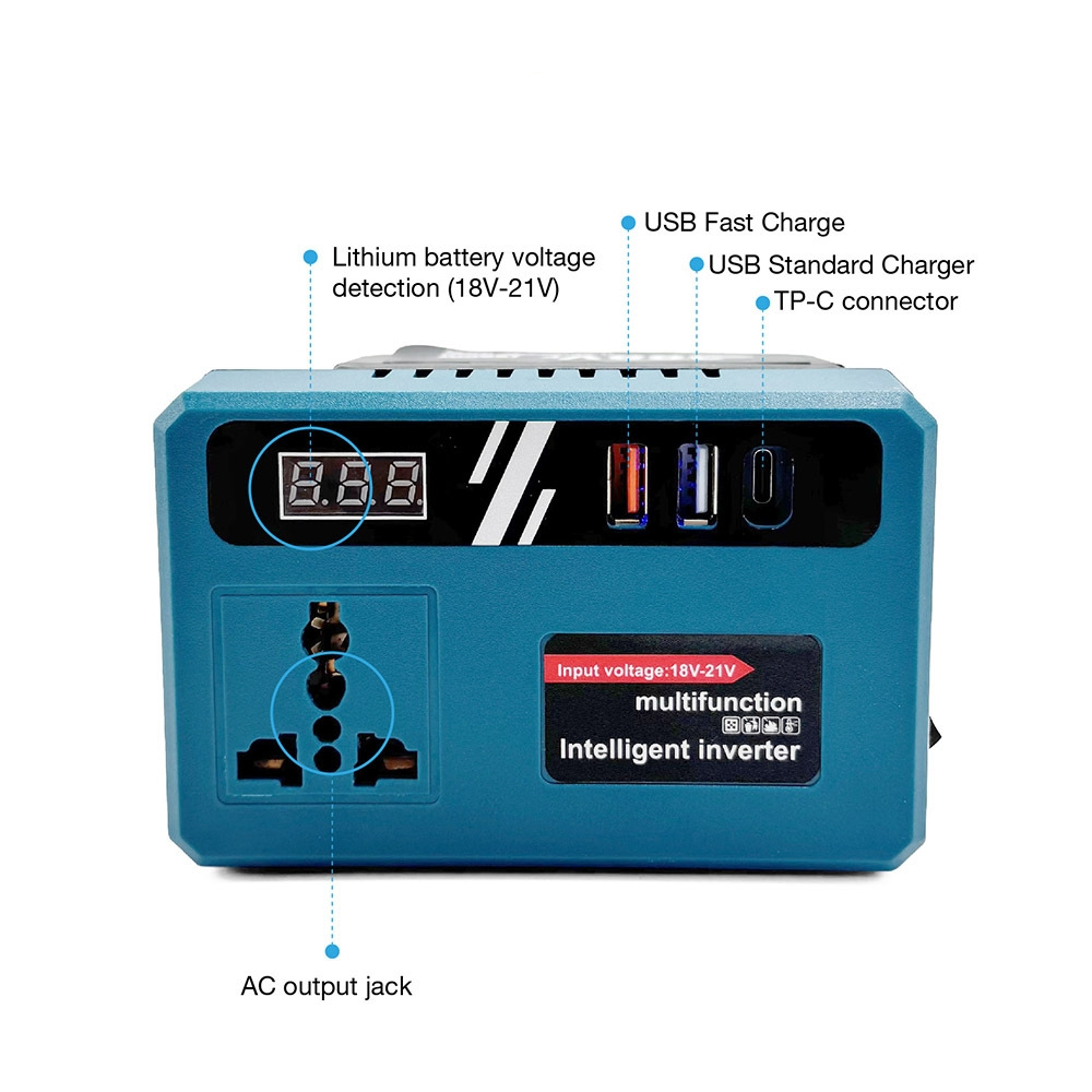 Portable Power Inverters for 20V Battery Inverter 20V to 220V Converter with Dual USB,AC Outlet and Type-C
