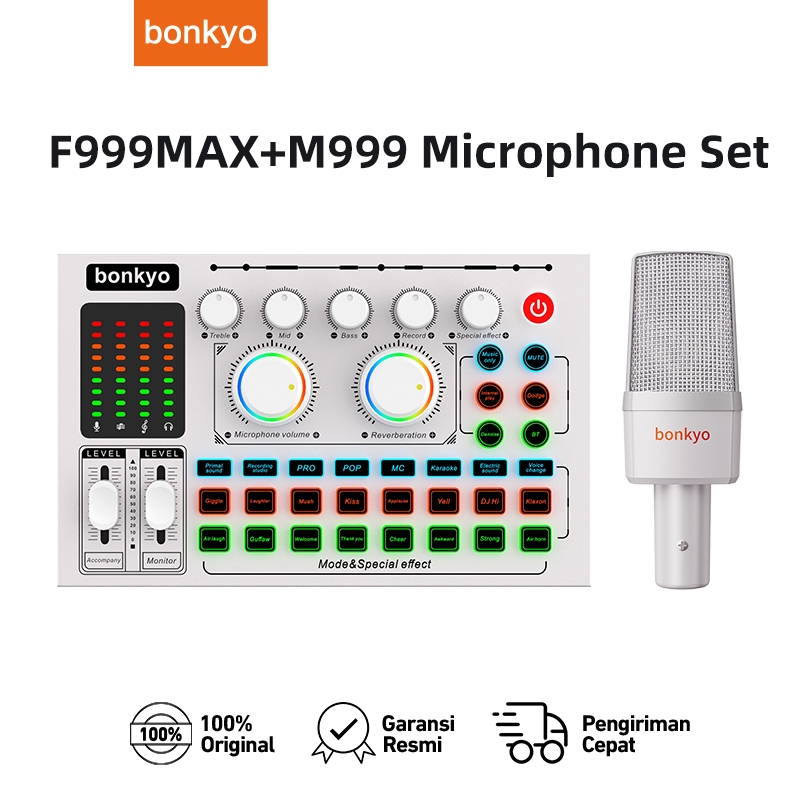 Soundcard F999MAX+M999Mic live broadcast equipment full set Bluetooth live sound card F999Max soundcard audio live