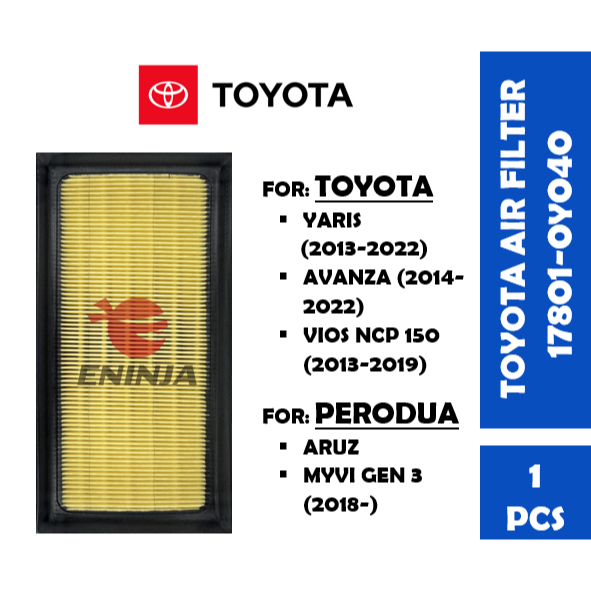 【READY STOCK】TOYOTA Air Filter For Toyota Vios/ Altis/ Wish/ Yaris/ Avanza/ Sienta/ Aruz/ New Myvi (17801-0Y040 )