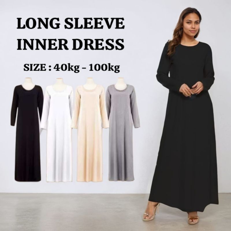 【READY STOCK AT MALAYSIA】INNER JUBAH ABAYA/LONG INNER/KAFTAN/MUSLIMAH LONG INNER DRESS SUPER SOFT AND COOLING FABRIC