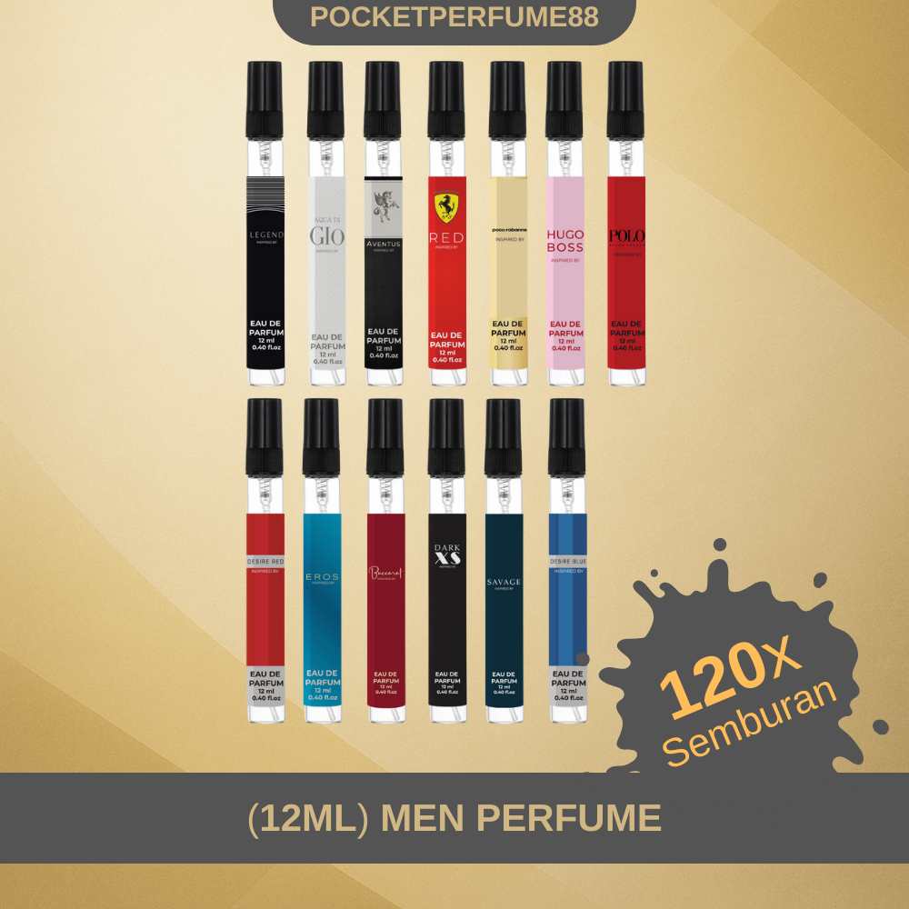 Perfume EDP Lelaki 12ml Pocket Spray Tahan Lama Murah Inspired | Minyak Wangi Borong Murah