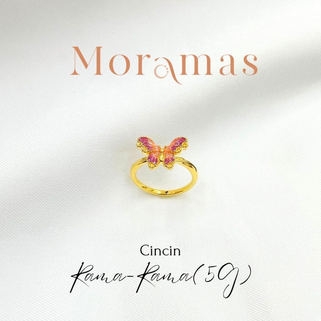 Moramas (5G) Hollow BUTTERFLY Ring 916 Gold/ Cincin (5G) RAMA-RAMA Kosong Emas 916/ 时尚戒子916金