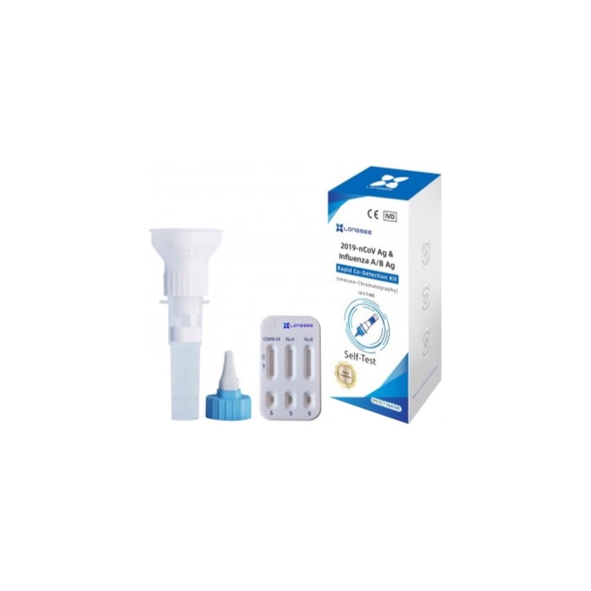 [Exp 4/2027 ] LONGSEE 3 IN 1 Saliva Covid / Influenza A/B Test Kit 1 PCS home self test