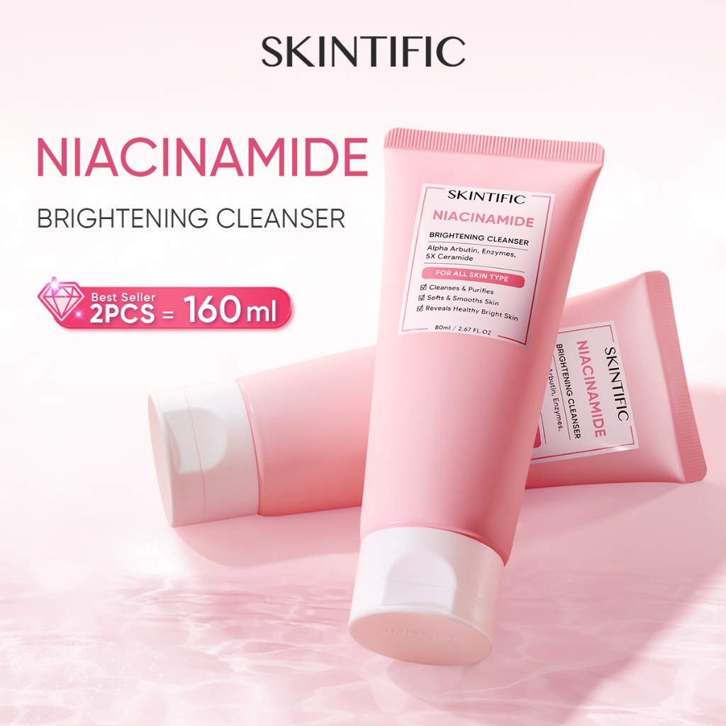 [Ready Stock] SKINTIFIC Niacinamide Brightening Cleanser Facial Cleanser 5X Ceramide Brightening Skin Deep Cleasing 80ml