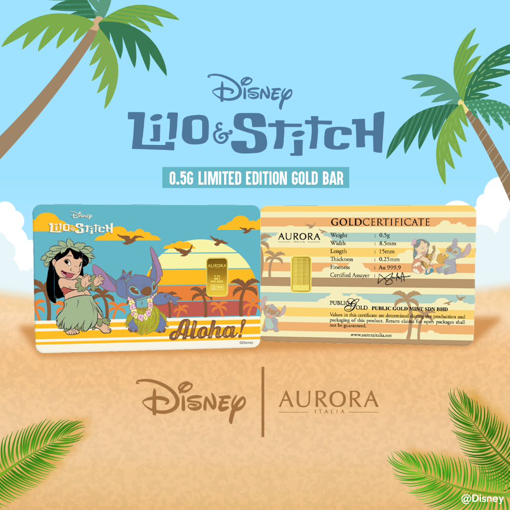 DISNEY x AURORA ITALIA (0.5g) 999.9 Lilo & Stitch Limited Edition Gold&hellip;