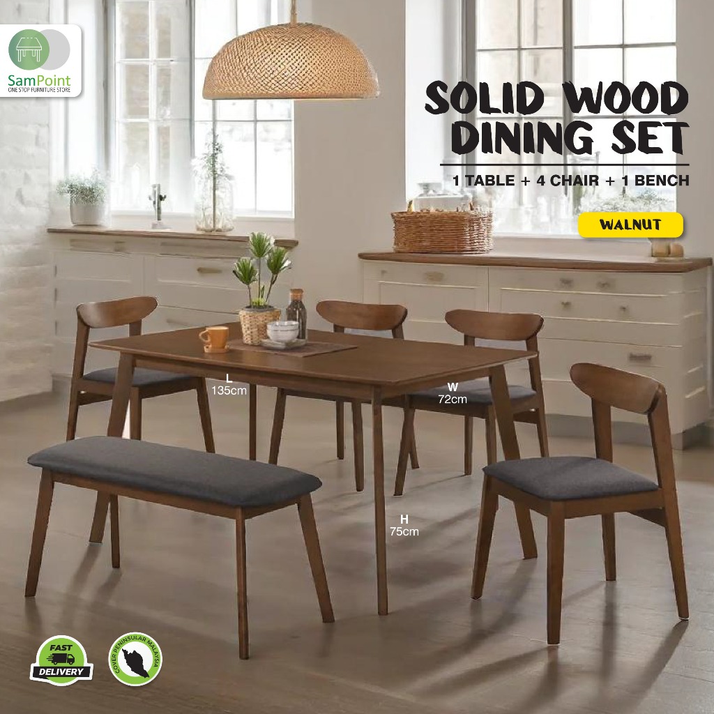 VOUCHER PULANGAN TUNAI meja makan bangku | meja makan besar murah | meja makan kayu | solid dining Set table Perabot