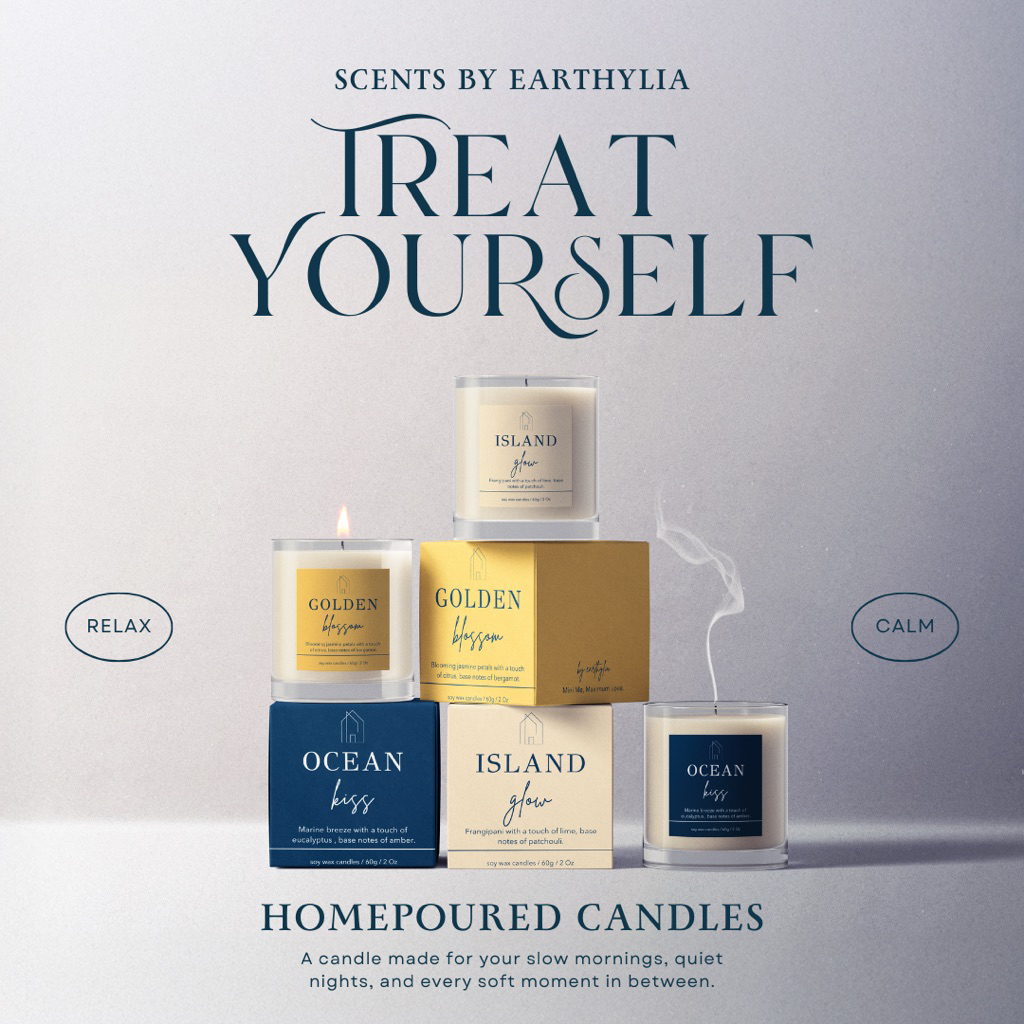Scented candles 100% Premium Soy Wax 60g Hand-poured Aromatic Gift (ocean/seasalt/peach oolong/jasmine) wedding doorgift