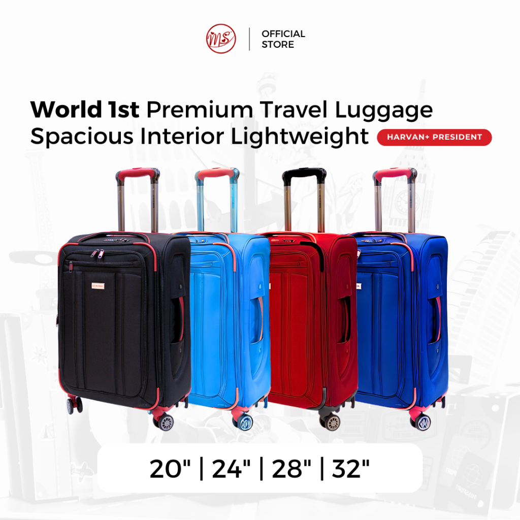 MS HARVAN+ President Luggage Suitcase Bag Travel Polypropylene 360° Spin Wheel TSA-Locks Bagasi 20" + 24" + 28" + 32"