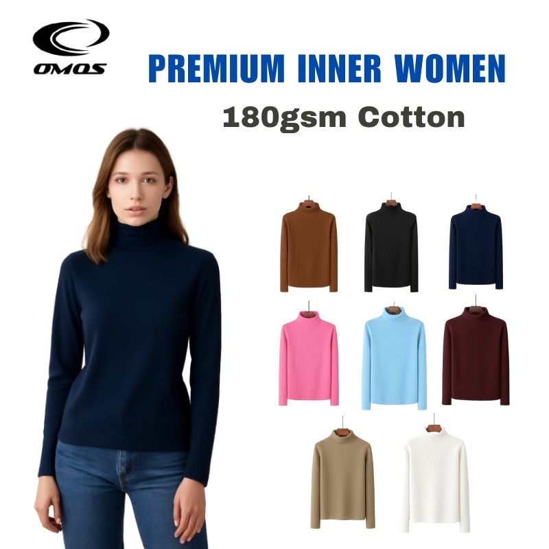 Omos Long Sleeve High Neck Muslimah Inner 180gsm Cotton