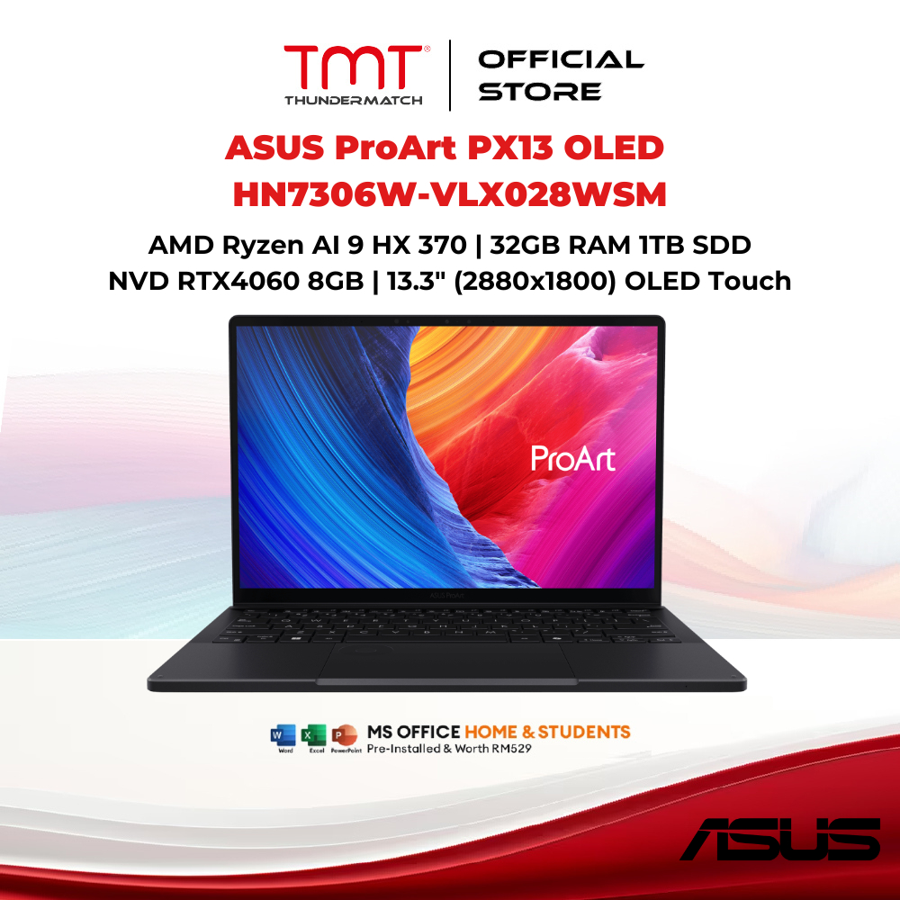 ASUS ProArt PX13 OLED HN7306W-VLX028WSM 2 in 1 Laptop | AMD Ryzen AI 9 HX 370 | 32GB RAM 1TB SDD | N