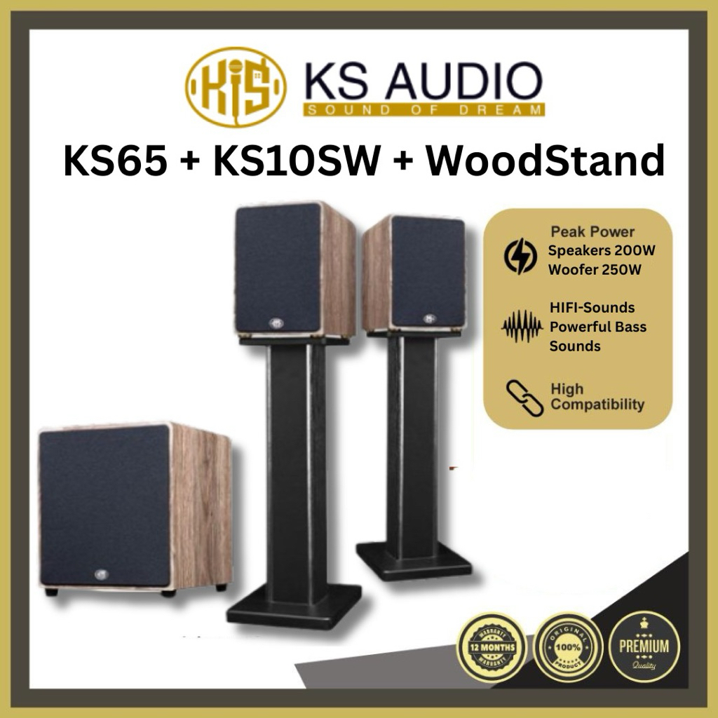 KS AUDIO 2.1 Bluetooth Active Speaker KS65 MAX with KS10SW MAX Home Theater HIFI Bookshelf Speaker JAZPIPER MAX USE