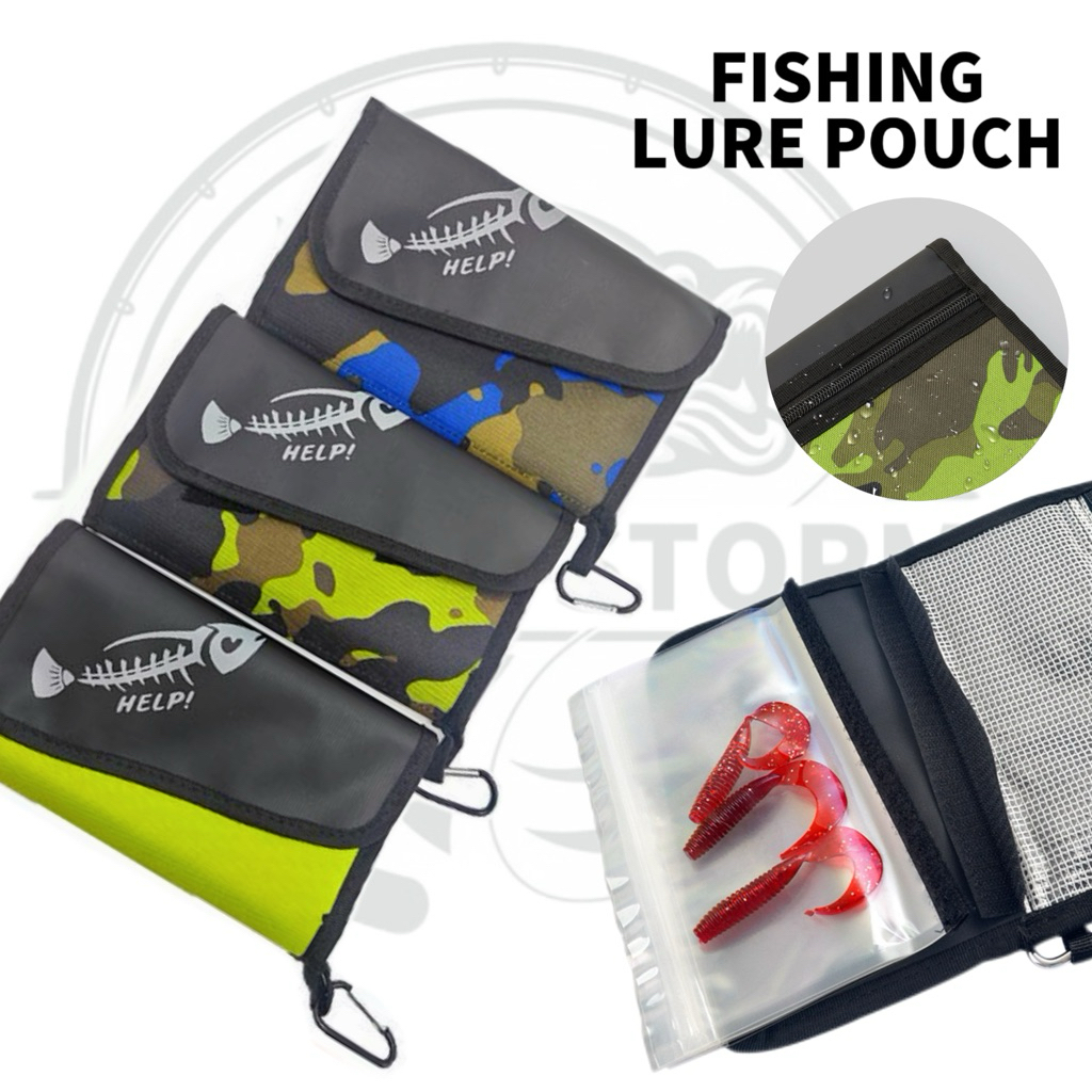 【FB002】High Quality Tackle Lure Pouch Bag Polyurethane (PU) Fabric Waterproof Nylon Beg Mancing Leader Umpan Gewang Jig