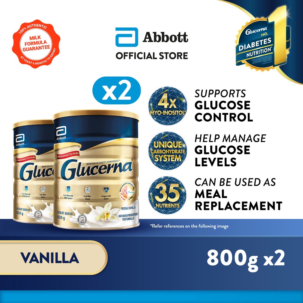 Glucerna Diabetes-Specific Formula - Vanilla (800g x 2) [Exp 01 Apr 2027 & / Later]
