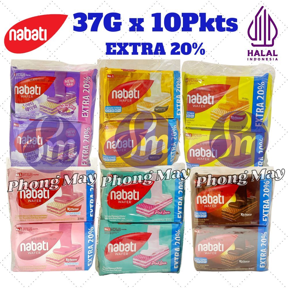 NABATI WAFER [10's* 37G] [EXTRA 30%] Chocolate/ Cheese/ Milk/ Strawberry/ Pink Lava/ Korean Goguma