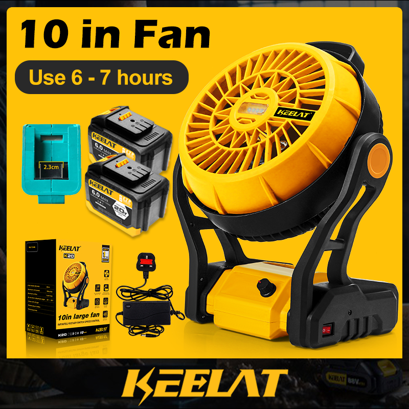 KEELAT Kipas Camping Rechargeable Battery Fan 120° Adjustment Fan Outdoor Camping Fan Table Fan LED Lamp Night Light