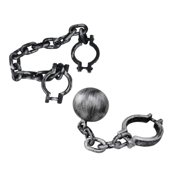 Premium Quality Halloween Chain Plastic Wrist Shackles Prison Handcuffs Large Ball and Chain Haunted Decoration Costume