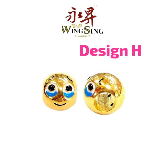 ZA91 Wing Sing 5G Loket Beads Charm Cute Funny Emoji Fesyen Tulen Original Emas 916 5G 916 Gold Beads