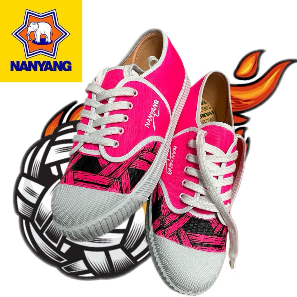 Kasut Nanyang Custom Stylo Fancy Neon Pink Sepak Takraw
