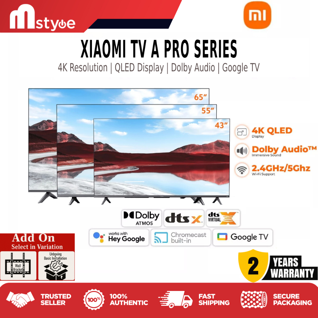 [Installation]] Xiaomi TV (32 / 43 / 55 / 65 Inch) A PRO 2026 4K QLED UHD LED GOOGLE TV (A / A PRO / A PRO 2026)