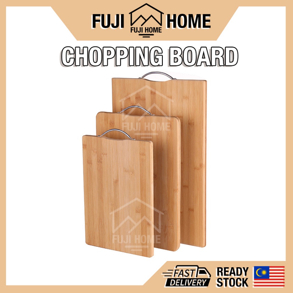 READY STOCKBamboo Chopping Board Standing Wooden Cutting Board Non Slip Chopping Board Kitchenware Papan Pemotong Kayu