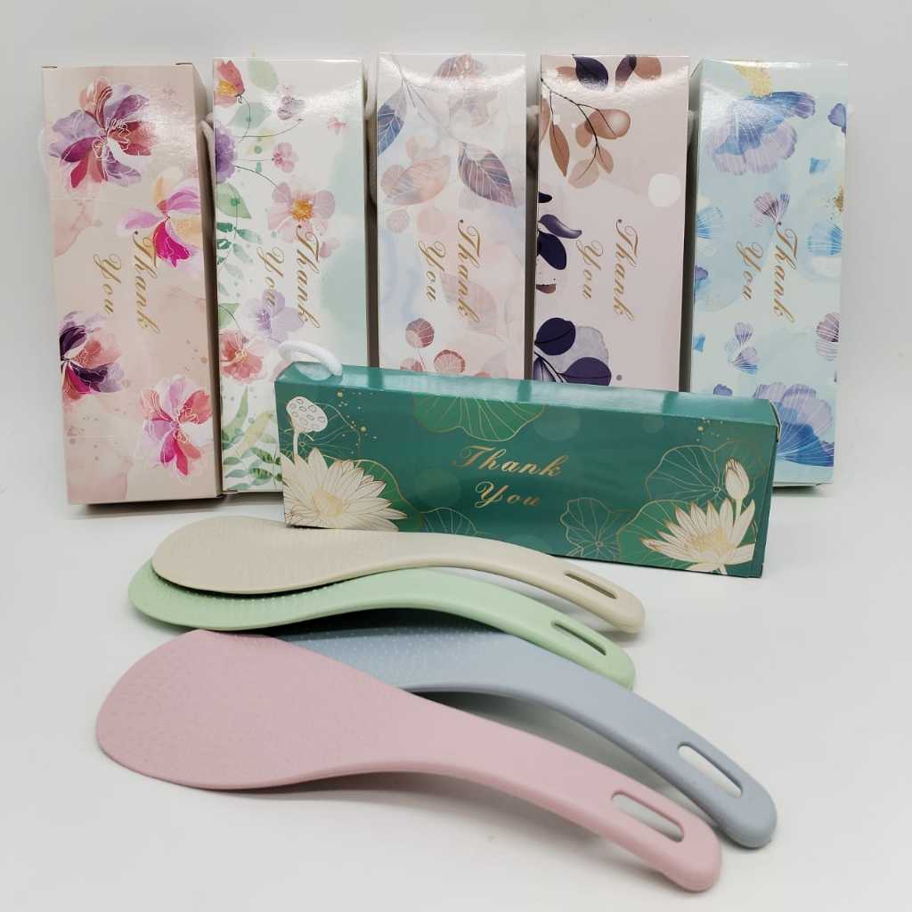 Doorgift Kahwin Eco-Friendly Wheat Straw Rice Spoon Senduk Nasi Dessert Salad Kitchen Rice Paddle Food Serve Cutlery