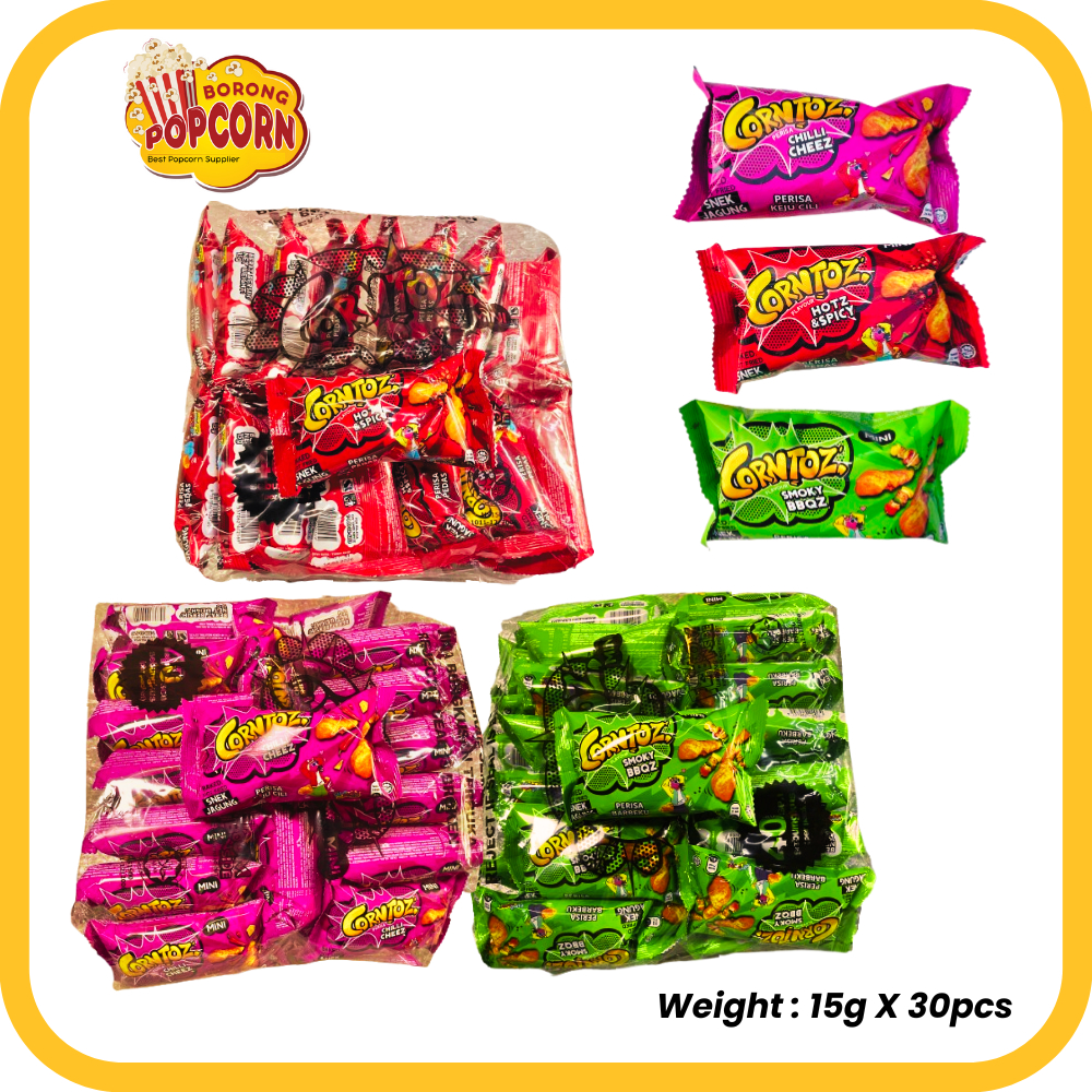 [Ready Stock] MINI CORNTOZ SNACKS 15g 30pack 5pack HOT & SPICY / CHLLI CHEEZ / SMOKY BBQZ Sedap Rangup Murah Jajan viral