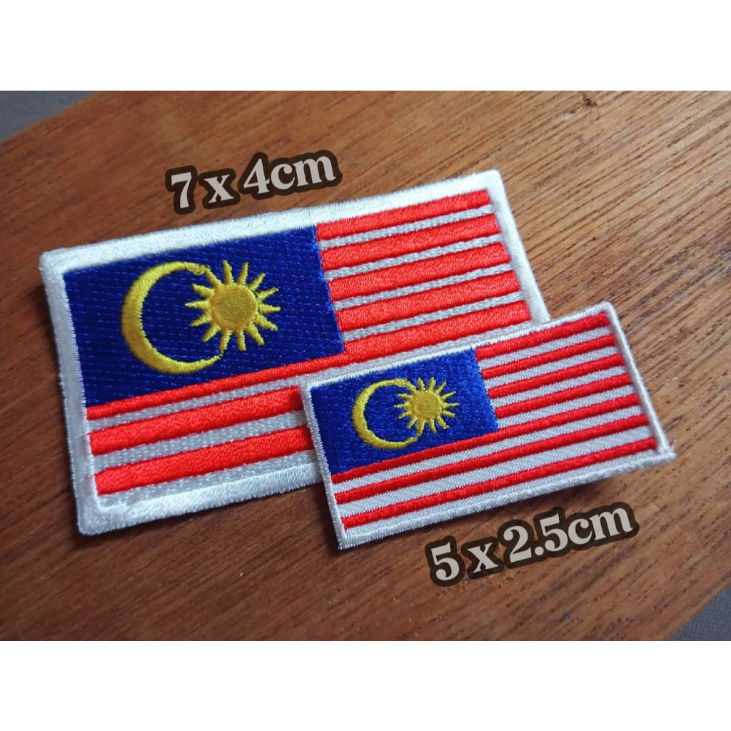 Patch Bendera Malaysia - 5x2.5cm & 7.5x4cm Patches Malaysian Flag Emroidery Sulam - untuk sekolah