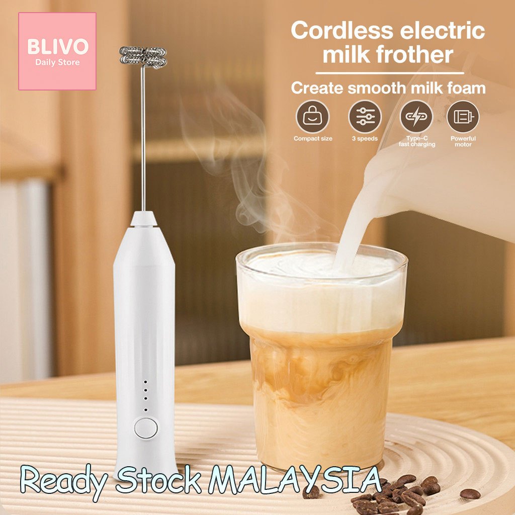 Milk Frother Handheld Rechargeable Coffee Frother-Frother Wand Electric Whisk Drink Mixer for Coffee, Lattes Mini Foamer