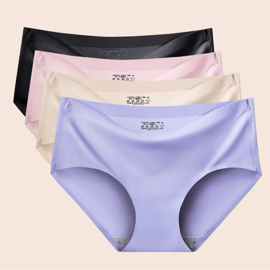NUVA (Ready stock) Ice Silk Seamless Underwear Middle Waist Panties women