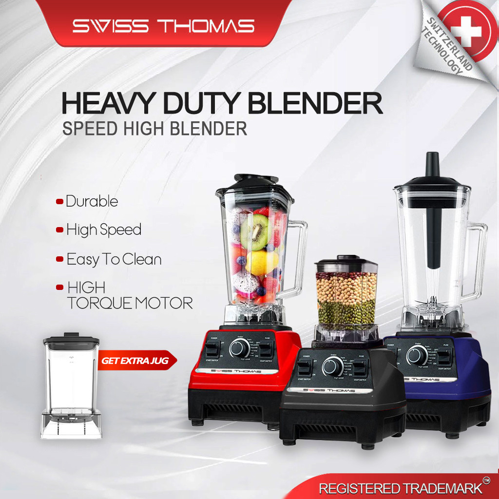 Swiss Thomas Heavy Duty Blender 2IN1 Food Processor Pengisar 2.5L Juicer Food Blender 4500W High Power Mixer