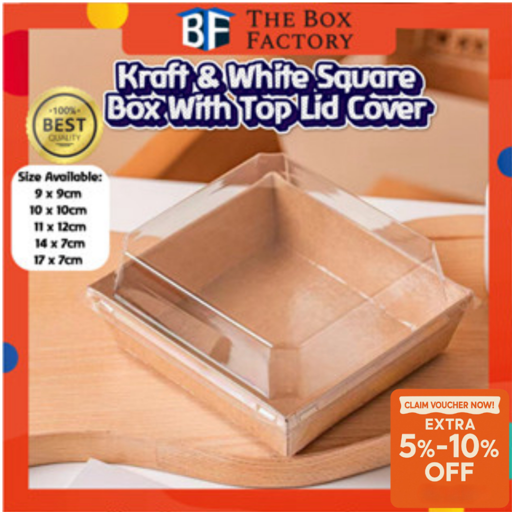 Kraft White Square Cake Paper Box Food Packaging Cake Box Kotak Kek Sandwich Box Gift Box Eco-Friendly Food Container