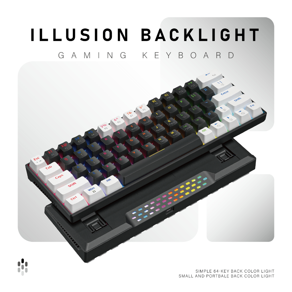 Zifriend KA646 Mechanical Keyboard Swappable Rainbow backlight Gaming Wired 63 Keys