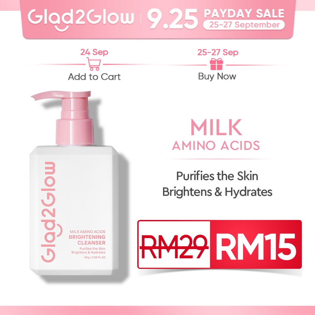 Glad2Glow Milk Amino Acid Gentle Cleanser Face Wash 80ml pencuci muka skincare sabun muka facial wash cleansing oil acne