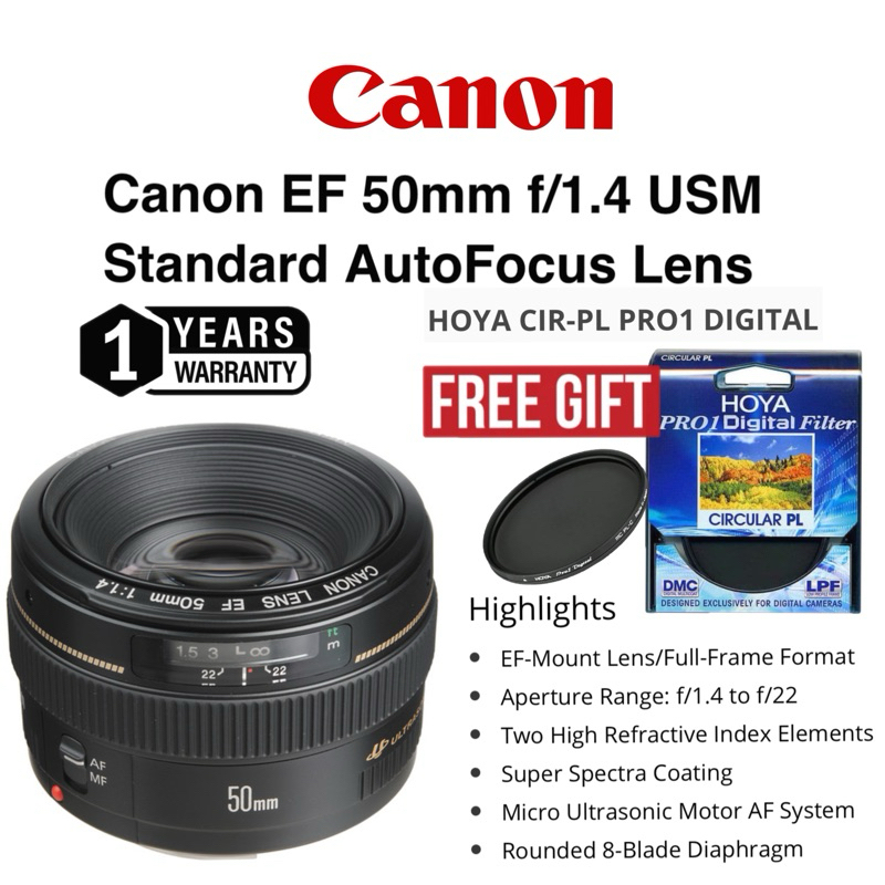 Canon 50mm F/1.4 USM ULTRASONIC HIGH SPEED AUTOFOCUS LENS F/1.4 50MM f/1.4 (GUARANTEE NEW & ORIGINAL PRODUCT)