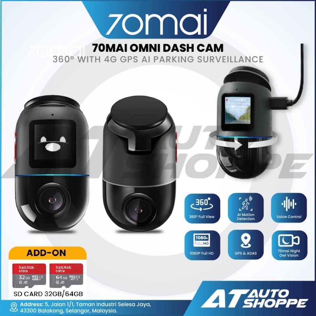 70MAI OMNI 360° DASH CAM X200 WITH 4G GPS AI PARKING SURVEILLANCE