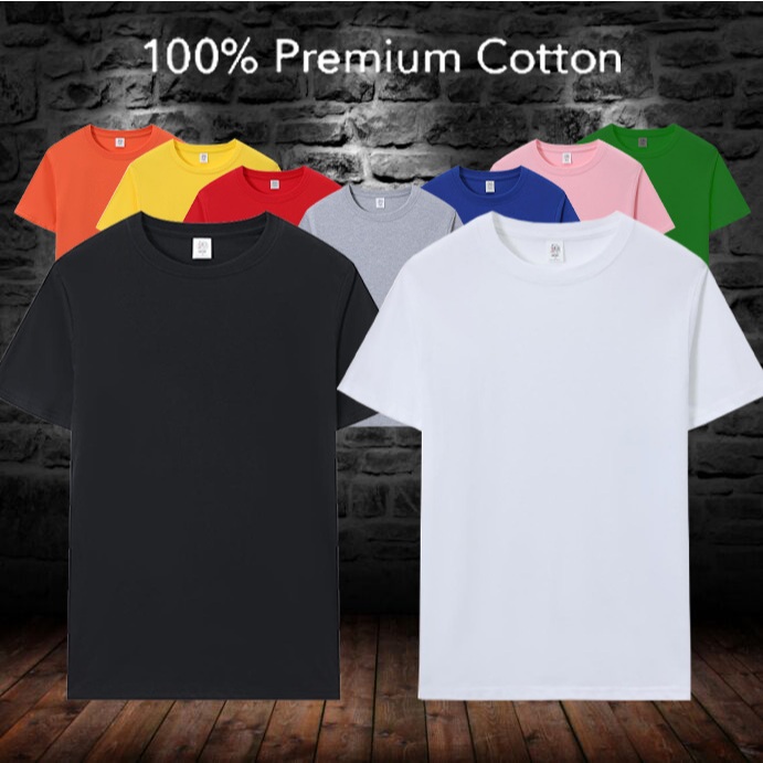 Cotton 170gsm T-shirt Baju Tshirt Unisex Round Neck Women Men Baju lelaki perempuan Short Sleeve