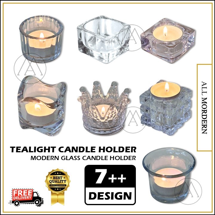 【Premium】Tealight Holder Glass Candle Holders 6 Design Glassware for Tealight Candles Ideal Gift Bekas Lilin Kecil 玻璃烛台