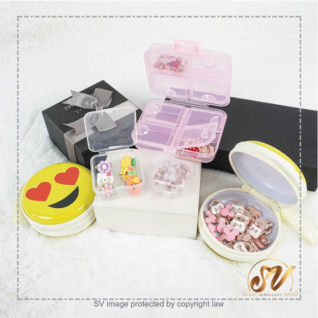 SV Mini Plastic Box Transparent Container Earbud Brooch Storage Pills Multifunction Coin Brooch Box Jewelery Organizer