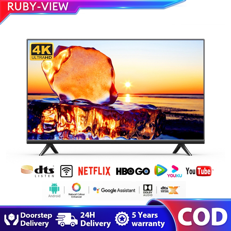 RUBY TV 32 Inch Smart TV 43 Inch TV 50 Inch Android TV WiFi 4K HDR LED TV Mini TV WiFi/Youtube/Netfl