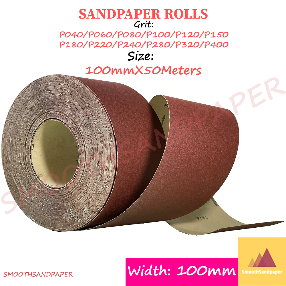 Sandpaper Roll Aluminium Oxide (Red) Kertas Pasir (Merah) 75mmX50Meter or 100mmX50Meter 木工铁工红砂纸卷