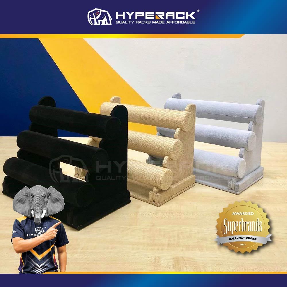 HYPERACK ™️ [Ready Stock] Velvet Bracelet Chain Watch T-Bar Rack Jewelry Holder Jewelry Display Stand Watch Bangle Bar