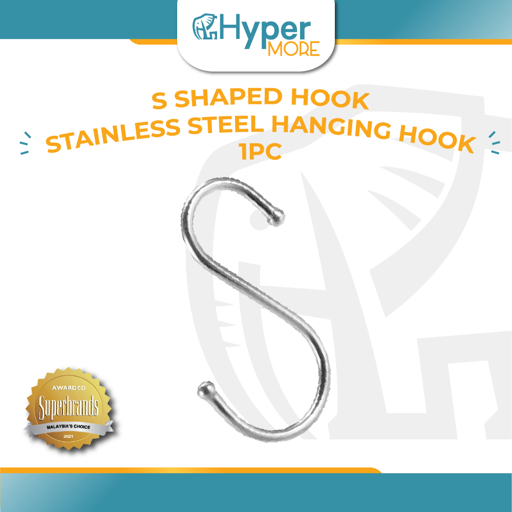 HYPERMORE 10pcs S Shaped Stainless Rack Hanging Hooks Household Clothes Hook Metal Hook Penyangkut Baju