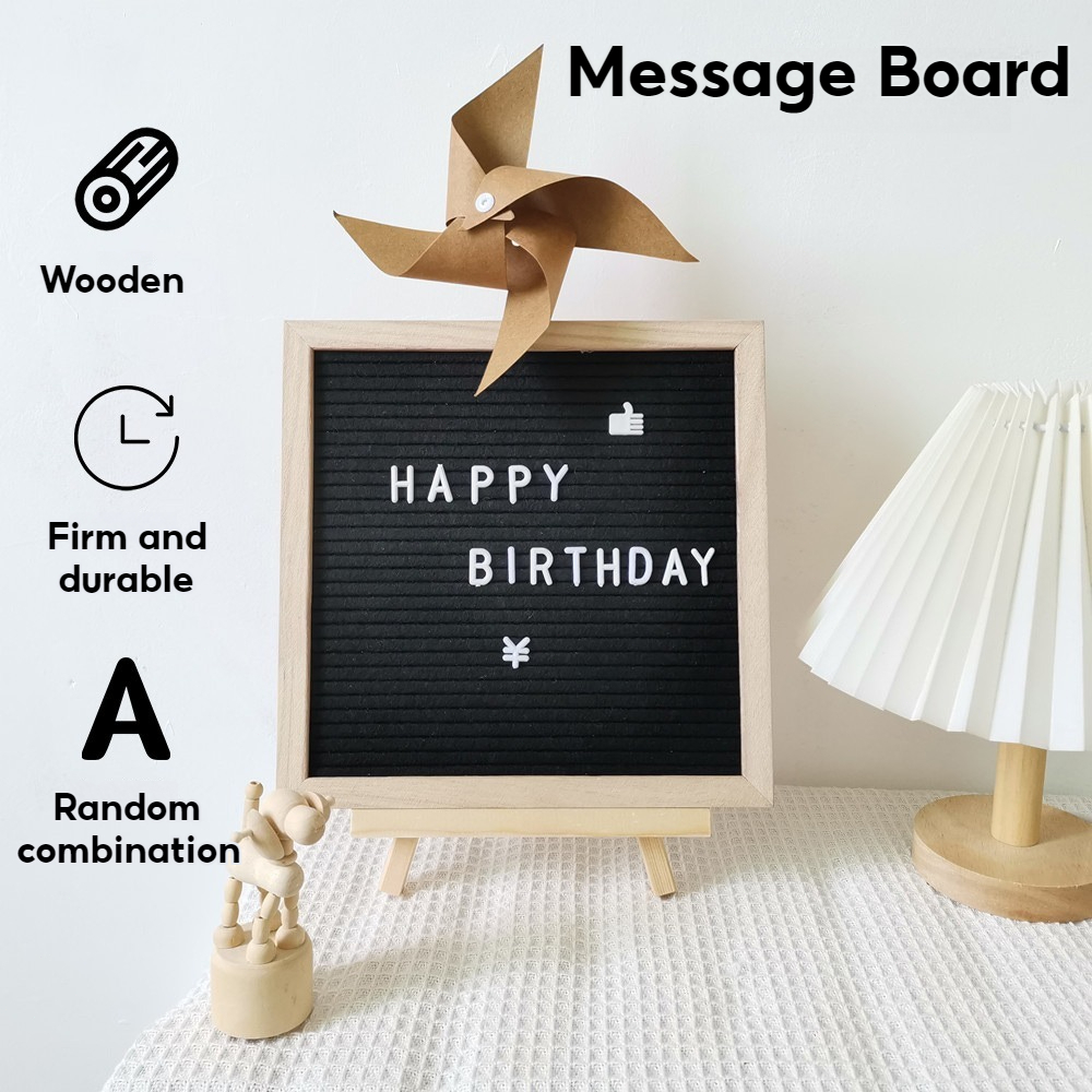 Decoration Message Board Set Replaceable Alphabet Letter Board Wooden Frame Photo Booth Decoration