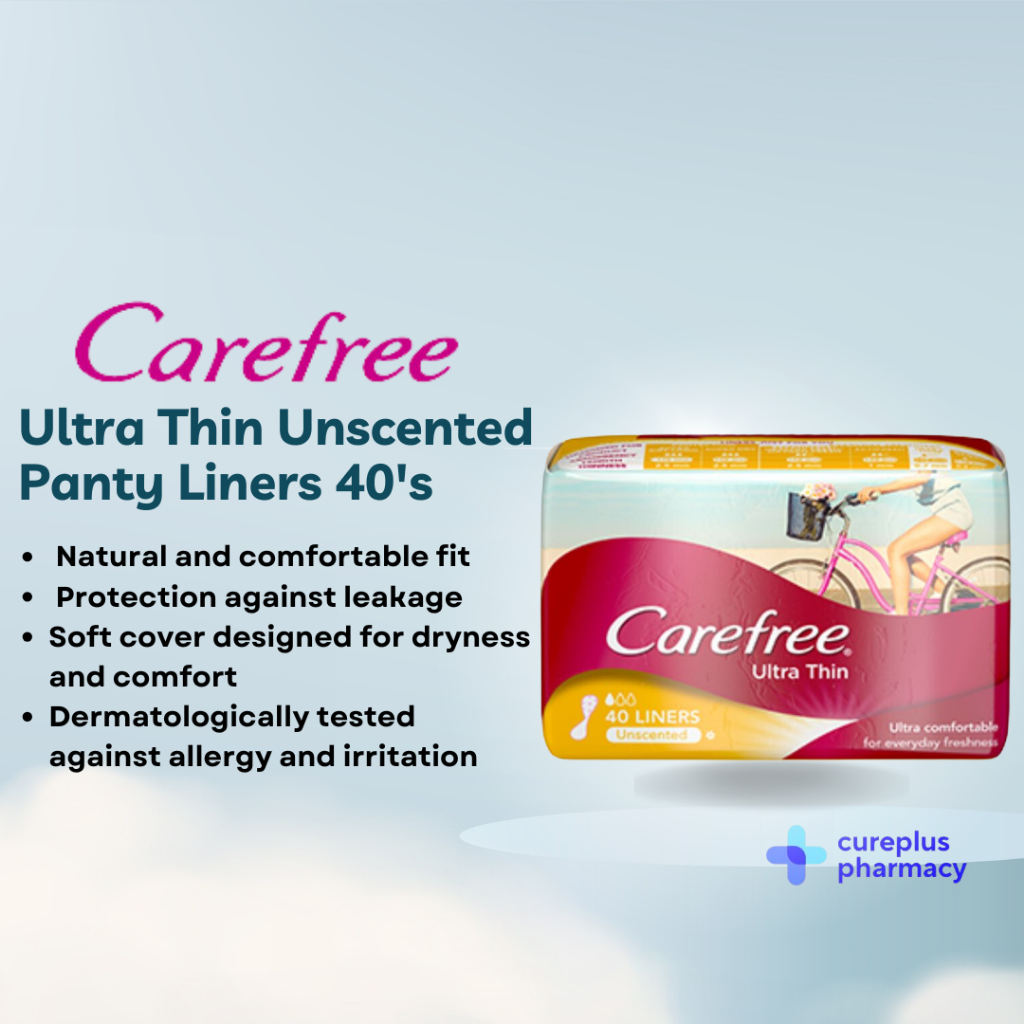 CAREFREE Ultra Thin Unscented Panty Liners 40's Natural comfortable Protection against leakage | Panty liner 卫生护垫