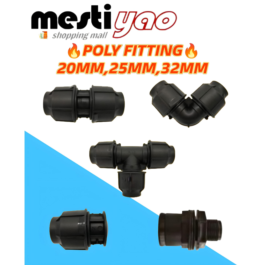 K'Brand HDPE Poly Paip Fitting /Poly Pipe Fitting/Straight Coupler/Equal Bend/Equal Tee/End Cap/Tank Connector