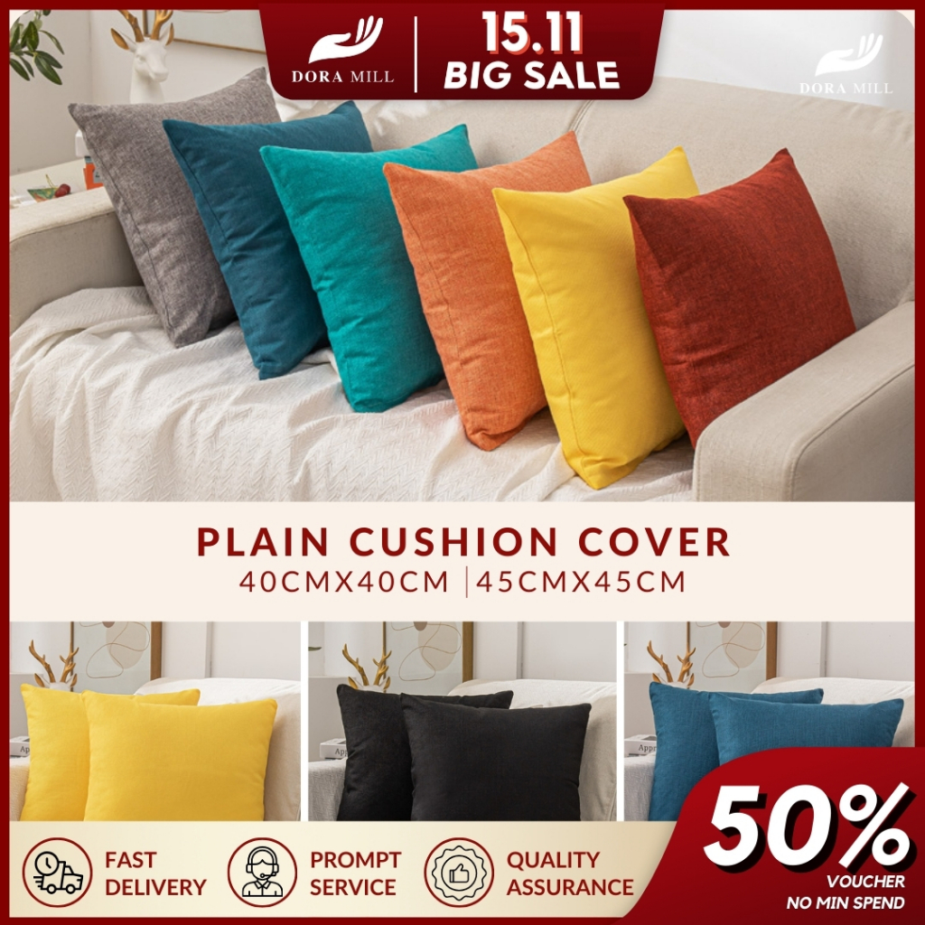 DORAMILL Plain Colour Cushion Cover | Square Throw Pillow Case / Sofa Cushion Cover Sarung Kusyen Home Decor BZ#3